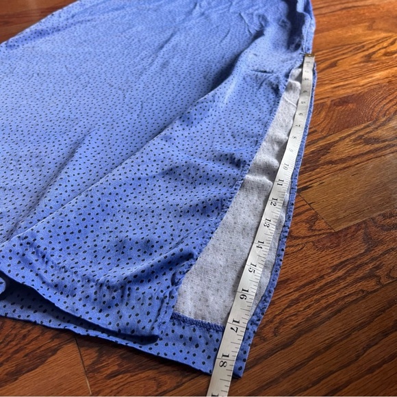 Zara Midi Skirt Womens Size Small Satin Side Slit Spotted Polka Dot Royal Blue - Picture 7 of 12